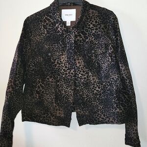 Nine West Sara Leopard print jean jacket